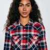 Koszula damska flanelowa z kratę czerwono-granatowa Hiri 603