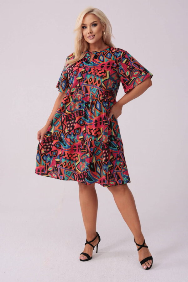 703a1fe9c609805d6e0389bdf0a4f00bf3edcc8a Bawełniana sukienka Laura w abstrakcyjne wzory PLUS SIZE OVERSIZE