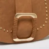 Torebka damska crossbody z ozdobną klamrą i nitami brązowa Lulua 803