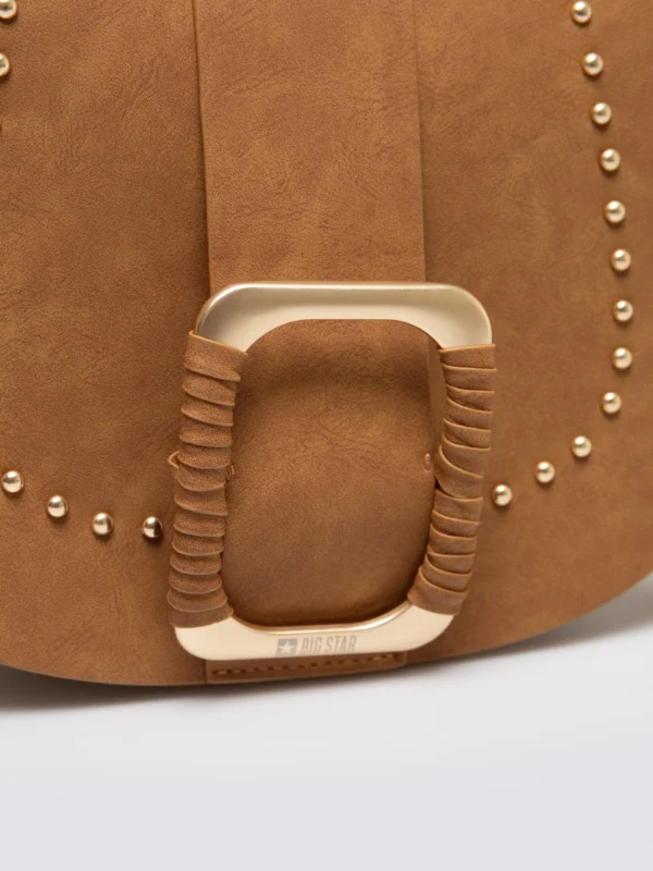 Torebka damska crossbody z ozdobną klamrą i nitami brązowa Lulua 803