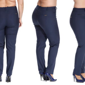 Casualowe granatowe spodnie cygaretki Bruna w kant PLUS