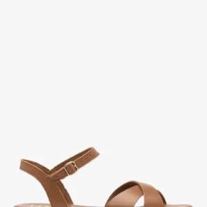 Jasnobrązowe sandały damskie płaskie