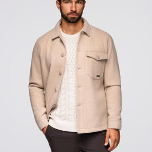 Męska kurtka koszulowa - beżowa V1