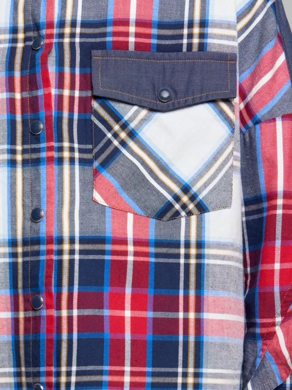 Koszula dziewczęca w kratę granatowo-czerwoną Filka 403