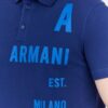 ARMANI EXCHANGE Granatowa męska koszulka polo z nadrukiem