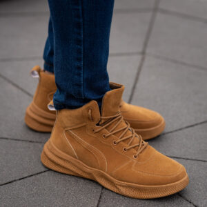 Buty męskie sneakersy wysokie - camel V2