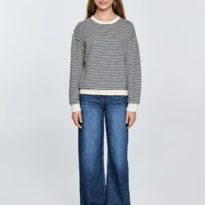 Bluzka dziewczęca w paski granatowa-beżowa Lanla 403