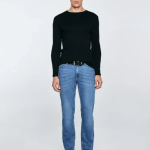 Jeansy męskie z prostą nogawką niebieskie Trent 114