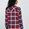 Koszula damska flanelowa z kratę czerwono-granatowa Hiri 603