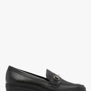 Czarne mokasyny damskie na niskiej platformie