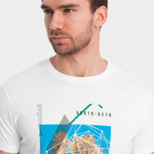 T-shirt męski bawełniany z nadrukiem California - biały V1