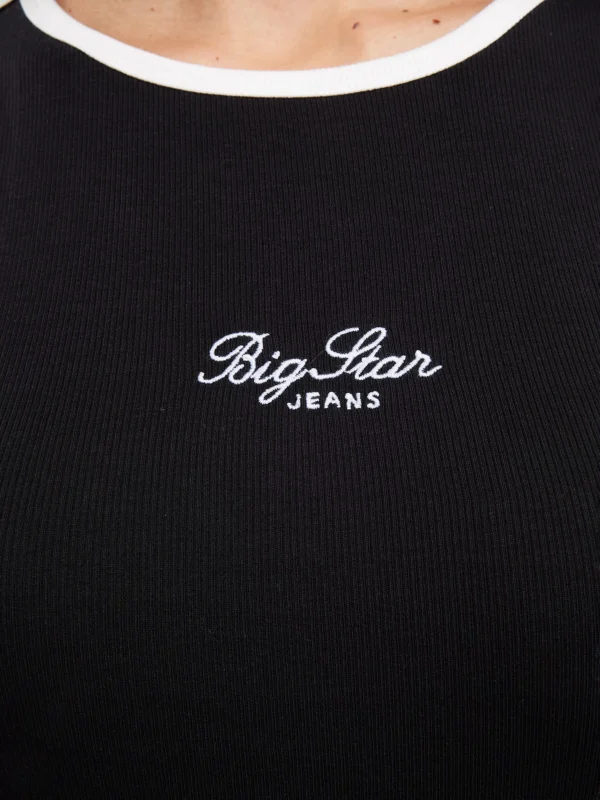 74534f25f34f4a045b0cddaec0e0898780ed7112 Koszulka damska na ramiączkach z kontrastowym wykoŅczeniem czarna Arisa 906