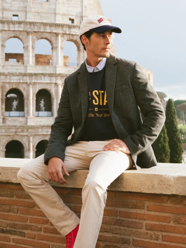 Marynarka męska w kratę z dodatkiem wełny szara Joseef 902