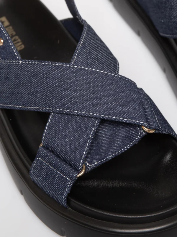 74b5cc625aa2e7a6c1c5eb7256a172f59dcaba07 Sandały damskie z imitacji jeansu granatowe RR274688 403