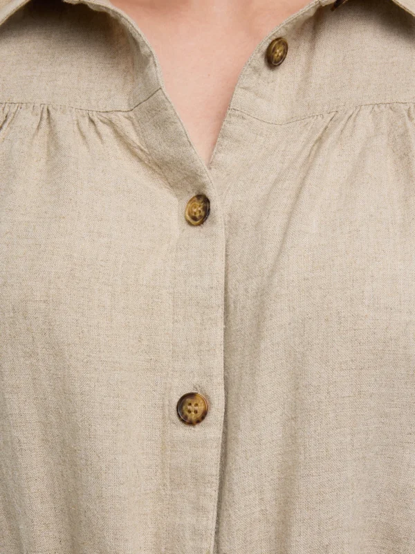 Kombinezon damski lniany beżowy Dunime 805