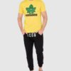 DSQUARED2 Żółty męski t-shirt z logo i zielonym liściem