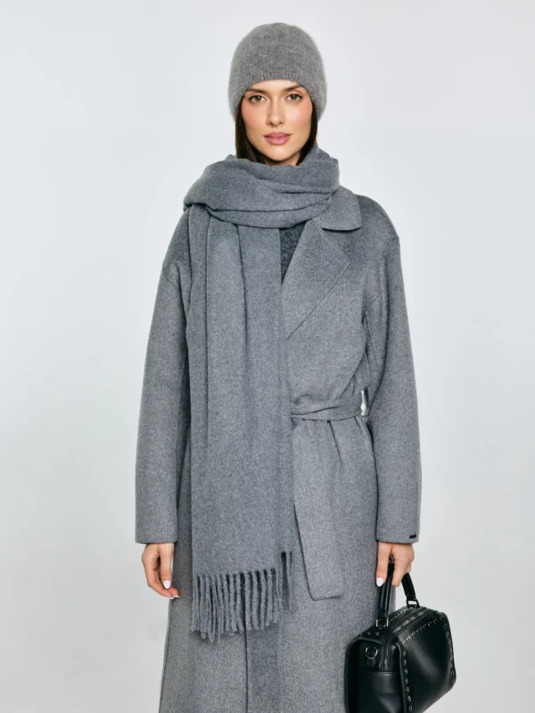 7591886dfdb7d3c7bddc9f8d06664177787e45be Szal damski z frędzlami szary Herynias 902