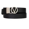 VALENTINO Czarny pasek damski Roof Plaque Buckle Belt