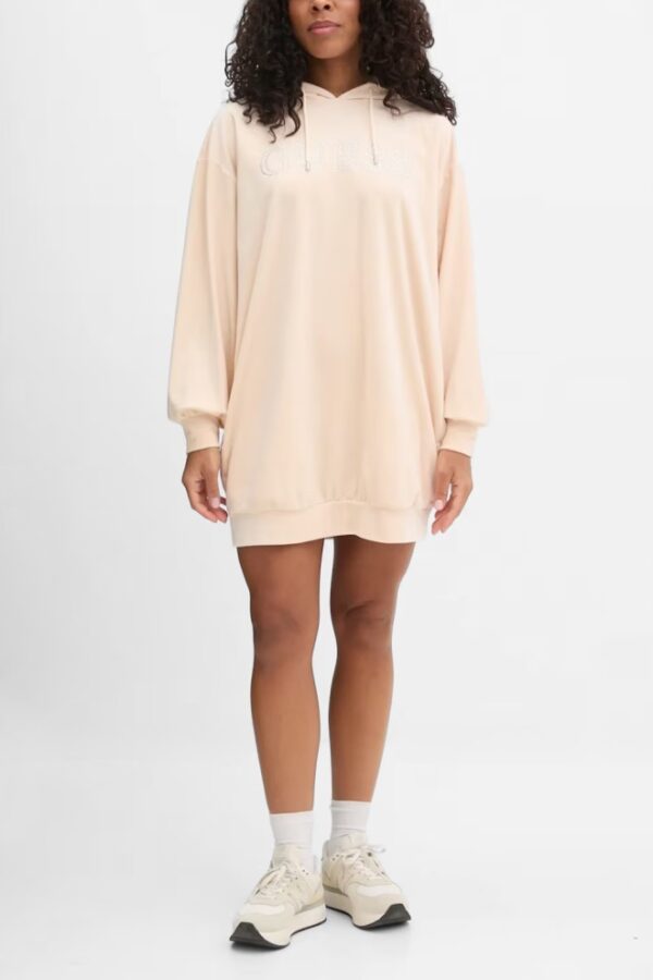 GUESS Beżowa damska długa welurowa bluza Couture