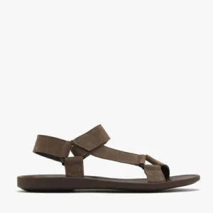 Szaro-brązowe sandały męskie z weluru