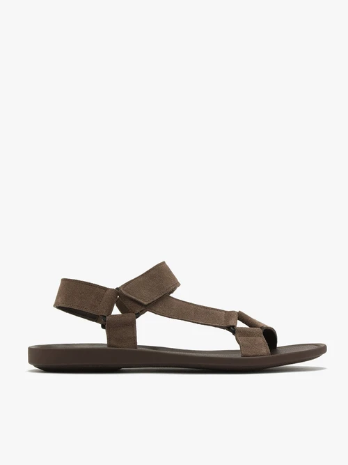 Szaro-brązowe sandały męskie z weluru