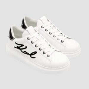 KARL LAGERFELD Białe damskie sneakersy skórzane Kapri Karl NFT Lo Lace