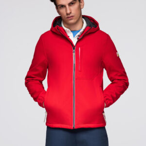 Męska kurtka z polarowym środkiem SOFTSHELL- czerwony V6
