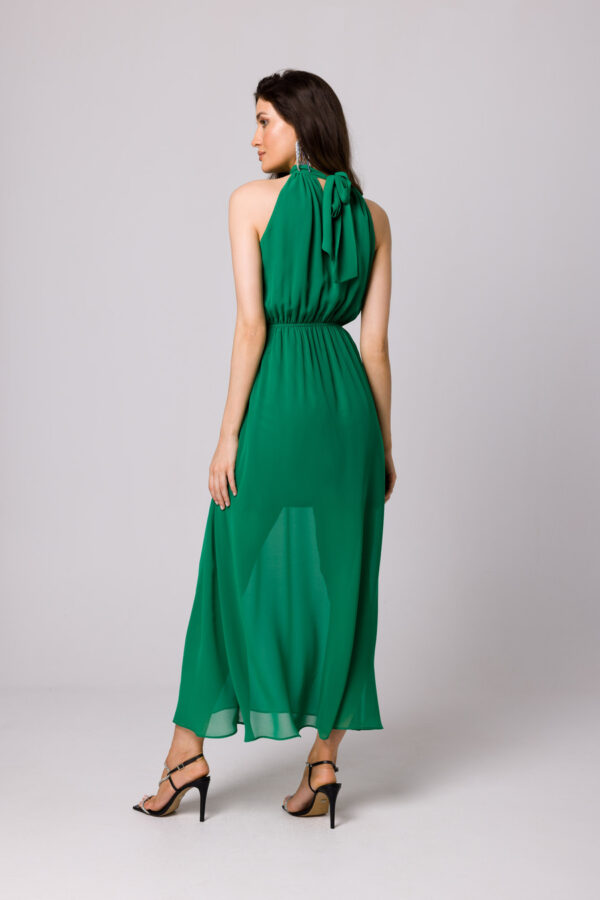 Długa zwiewna sukienka szyfonowa pomarańczowa