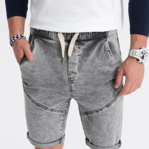 Krótkie spodenki męskie jeansowe - szare V4