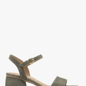 Oliwkowe sandały damskie na obcasie