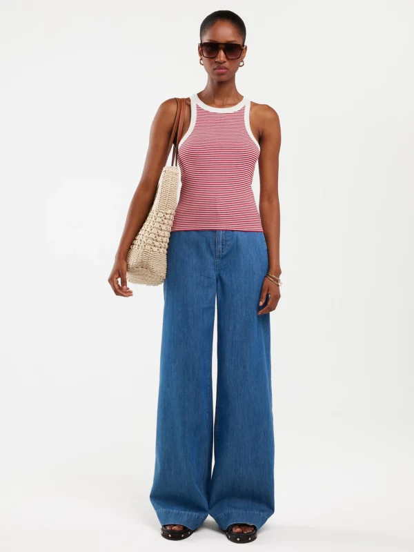 79a7b274079cc38ee38a855586adc32437fa5e07 Koszulka damska na ramiączkach w prążek biało-czerwona Livia 603