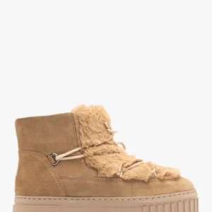 Beżowe krótkie ocieplane śniegowce damskie