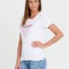 GUESS Biały damski T-shirt bawełniany Icon Tee