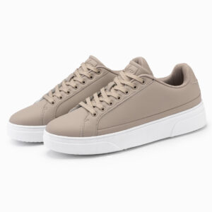 Męskie buty sneakersy z ekoskóry na grubej podeszwie – popielate V1