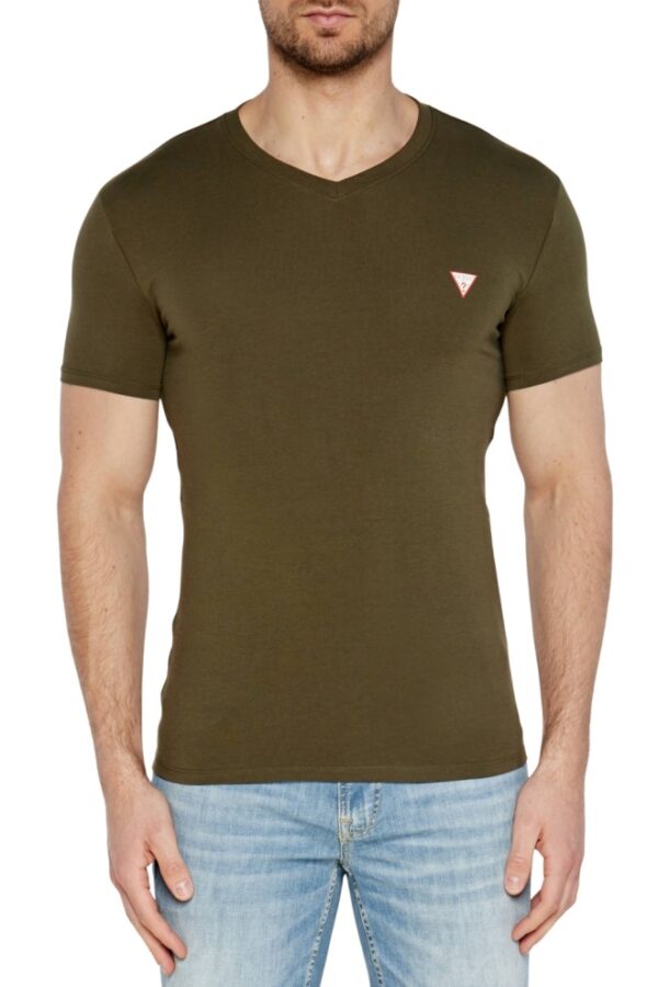 7c0f5347880748647ffafe74a360fecf110f0e4f GUESS Zielony męski t-shirt z małym logo