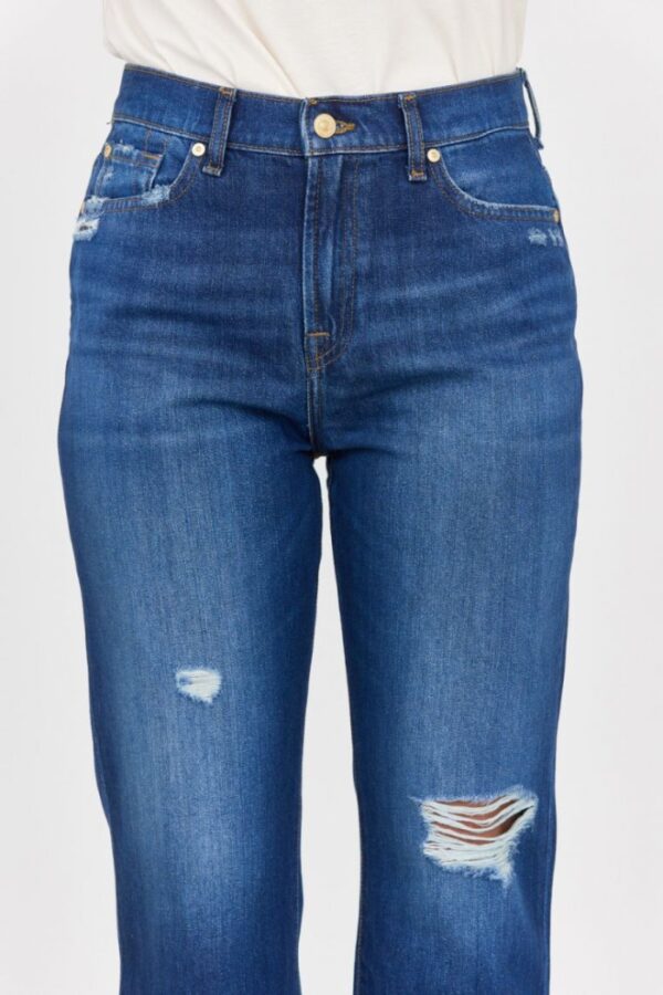 7 FOR ALL MANKIND Granatowe jeansy z rozszerzoną nogawką Riley Ankle Boot