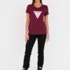 GUESS Bordowy damski t-shirt bawełniany Original Tee