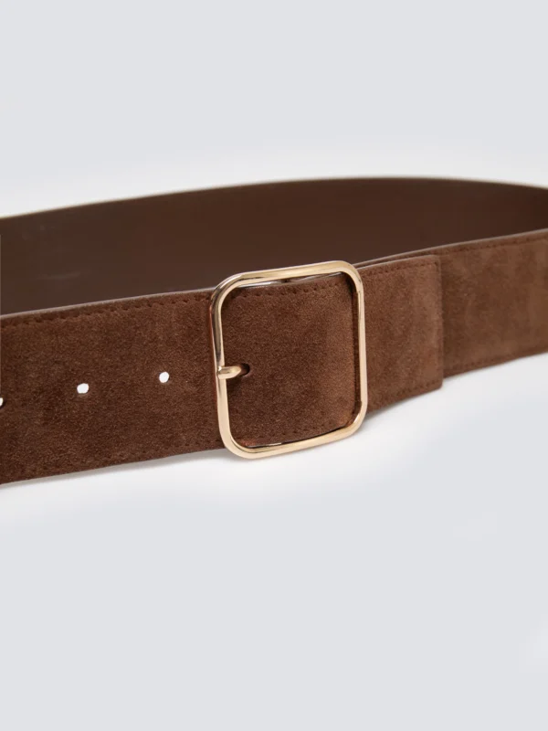 Pasek damski skórzany zamszowy brązowy Gelta 804