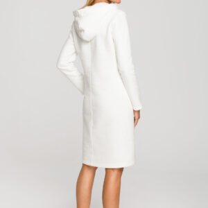 Sukienka sportowa jak długa bluza z kapturem ecru bawełna premiu