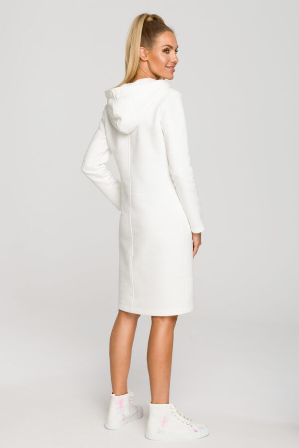 Sukienka sportowa jak długa bluza z kapturem ecru bawełna premiu
