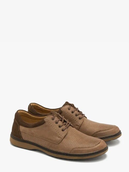 Brązowe półbuty z ozdobną perforacją