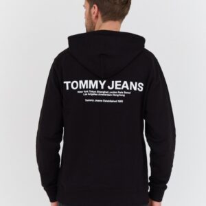 TOMMY JEANS Czarna męska bluza z kapturem