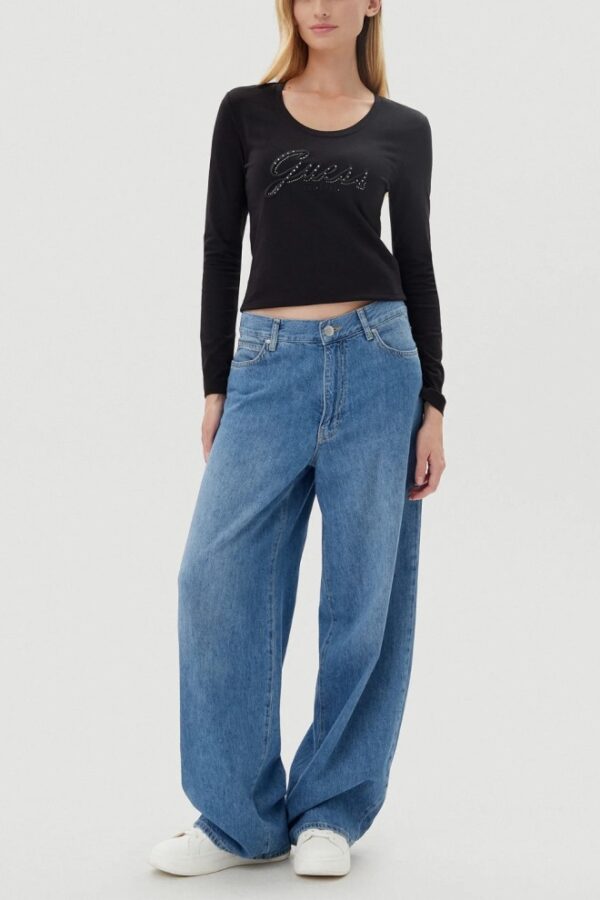 GUESS Czarny damski longsleeve Embro Script