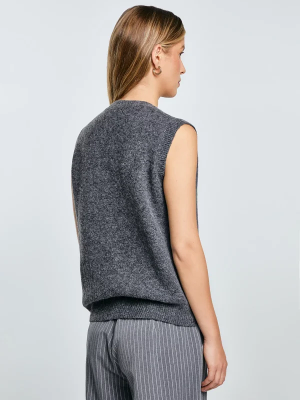 Kamizelka damska sweterkowa z dodatkiem wełny szara Vesta 903