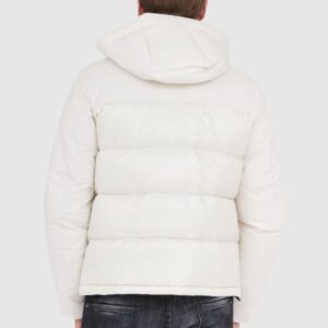 BLAUER Ecru puchowa kurtka męska z kapturem Eduardo