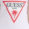 GUESS Biała sukienka damska na ramiączka z trójkątnym logo