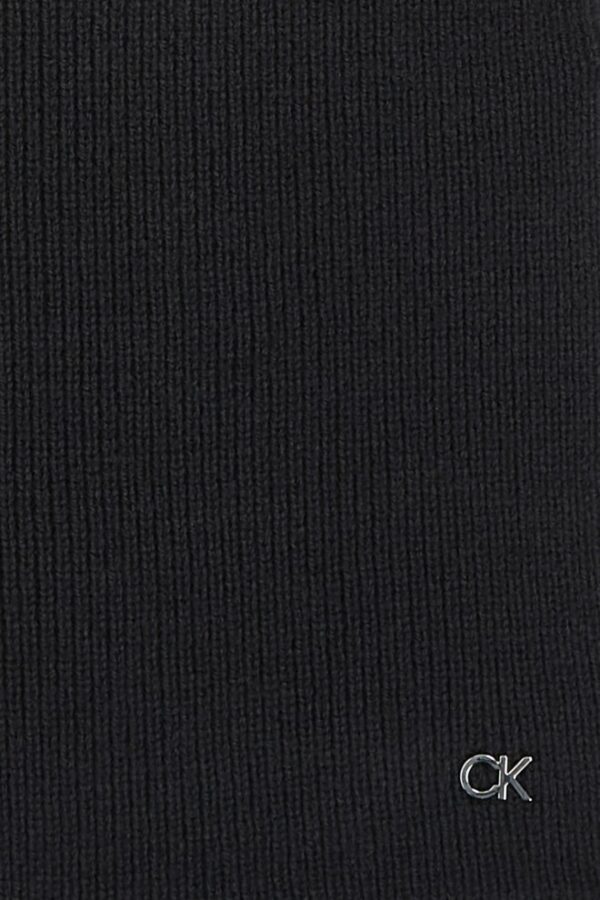 CALVIN KLEIN Czarny damski wełniany szalik z domieszką kaszmiru