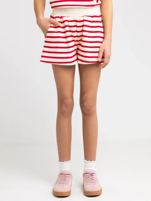Szorty dziewczęce w paski czerwono-beżowe Marunash 603
