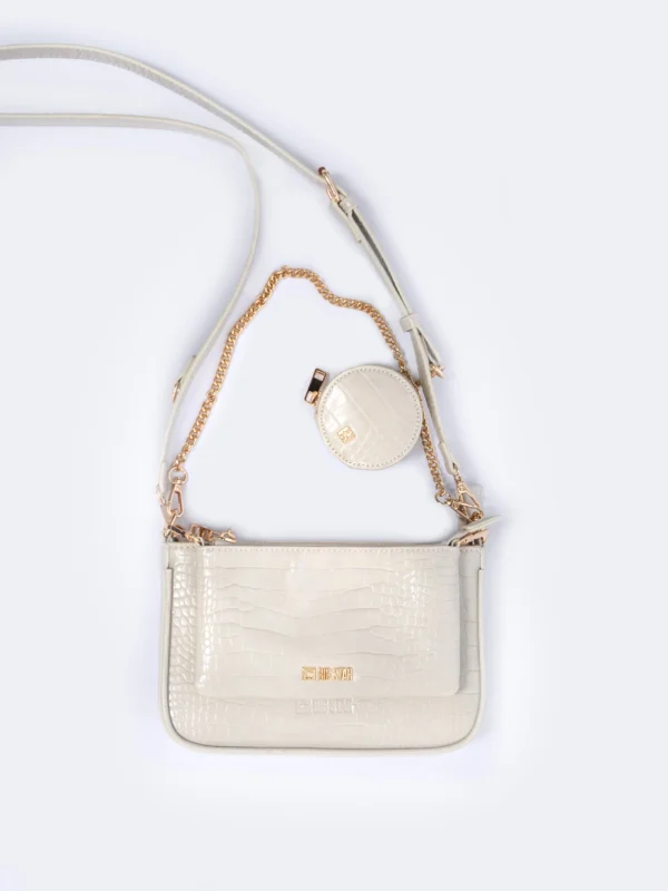 Torebka damska multibag o strukturze krokodyla kremowa Uteri 102