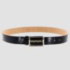 VALENTINO Czarny pasek damski lakierowany Around Plaque Buckle Belt